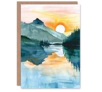Artery8 Greeting Card Sun Rising Over Lake Blanche Mountain Landscape Blank For Him Or Her Art Birthday Card