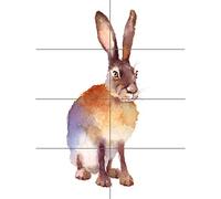 Artery8 Hare Watercolour Isolated XL Giant Panel Poster (8 Sections) Acuarela Póster