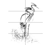 Artery8 Heron Ink Drawing XL Giant Panel Poster (8 Sections) Héroe Dibujo Póster