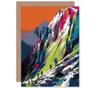 Artery8 Hikers on Helvellyn Mountain Ridge Landscape Travel Birthday Sealed Greeting Card Plus Envelope Blank inside