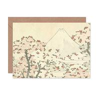 Artery8 Hokusai Fuji And Cherry Blossom Japanese Painting Fine Art Greeting Card Plus Envelope Blank Inside Florecer japons Pintura