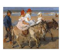 Artery8 Isaac Israels Donkey Rides On The Beach Portrait Large XL Wall Art Canvas Print playa Retrato pared