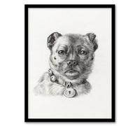 Artery8 Jean Bernard Dog head with a Collar Pencil Drawing Framed Wall Art Print Home Décor A4