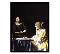 Artery8 Johannes Vermeer Mistress and Maid Portrait Framed Wall Art Print Home Décor A3