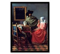 Artery8 Johannes Vermeer The Wine Glass Cropped Painting Framed Wall Art Print Home Décor A4