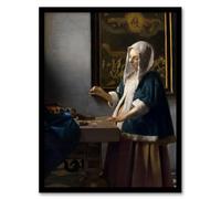 Artery8 Johannes Vermeer Woman Holding a Balance Framed Wall Art Print Home Décor A4