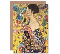 Artery8 Klimt Lady With Fan Painting Fine Art Greeting Card Plus Envelope Blank Inside Pintura