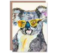 Artery8 Koala Bear With Sunglasses Watercolour Animal Blank For Him Or Her Art Birthday Card
