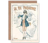 Artery8 La Vie Parisienne April 1918 Girl Mask Magazine Cover Sealed Greeting Card Plus Envelope Blank inside París Niña Máscara Portada de la revista Cubrir