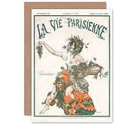 Artery8 La Vie Parisienne Autumn Jester Harvest Magazine Cover Sealed Greeting Card Plus Envelope Blank inside París Otoño Portada de la revista Cubrir