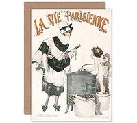 Artery8 La Vie Parisienne Beautiful Lady Kiss Change Cherub Magazine Cover Sealed Greeting Card Plus Envelope Blank inside París Hermosa Portada de la revista Cubrir