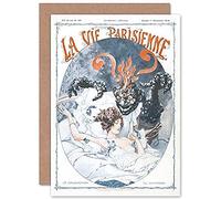 Artery8 La Vie Parisienne Coal Monster Nightmare Magazine Cover Sealed Greeting Card Plus Envelope Blank inside París Monstruo Noche Portada de la revista Cubrir