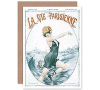 Artery8 La Vie Parisienne Crab Bite Swimming Magazine Cover Sealed Greeting Card Plus Envelope Blank inside París Portada de la revista Cubrir