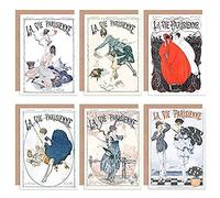 Artery8 La Vie Parisienne French Woman Bee Cupid Love Clown Greeting Cards With Envelopes Pack of 6 París francés Mujer Amor Payaso