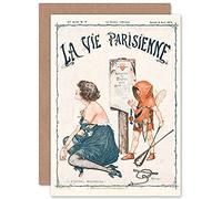 Artery8 La Vie Parisienne Heartbreak Cupid Love Magazine Cover Sealed Greeting Card Plus Envelope Blank inside París Corazón Amor Portada de la revista Cubrir