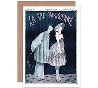 Artery8 La Vie Parisienne Kissing Pierrot Clown Magazine Cover Sealed Greeting Card Plus Envelope Blank inside París Payaso Portada de la revista Cubrir