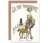 Artery8 La Vie Parisienne Saw Cutting High Heels Magazine Cover Sealed Greeting Card Plus Envelope Blank inside París Portada de la revista Cubrir