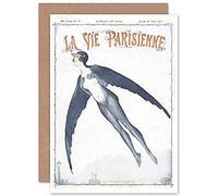 Artery8 La Vie Parisienne Spring Bird Swallow Magazine Cover Sealed Greeting Card Plus Envelope Blank inside París Primavera Pájaro Portada de la revista Cubrir