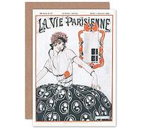 Artery8 La Vie Parisienne Stylish Woman French Magazine Cover Sealed Greeting Card Plus Envelope Blank inside París Mujer francés Portada de la revista Cubrir