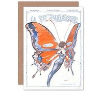 Artery8 La Vie Parisienne Summer Butterfly Magazine Cover Sealed Greeting Card Plus Envelope Blank inside París Verano Mariposa Portada de la revista Cubrir