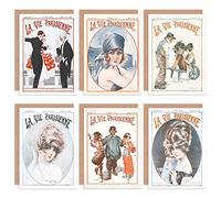 Artery8 La Vie Parisienne - Tarjetas de felicitación, diseño de mujer francesa con sobres, 6 unidades