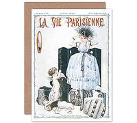 Artery8 La Vie Parisienne Trying On Hats Cherub Magazine Cover Sealed Greeting Card Plus Envelope Blank inside París Portada de la revista Cubrir