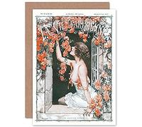 Artery8 La Vie Parisienne Window Roses Flowers Magazine Cover Sealed Greeting Card Plus Envelope Blank inside París Rosa Flores Portada de la revista Cubrir