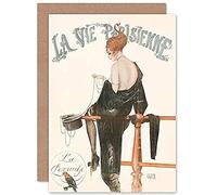 Artery8 La Vie Parisienne Woman Beads Parakeet Magazine Cover Sealed Greeting Card Plus Envelope Blank inside París Mujer Portada de la revista Cubrir