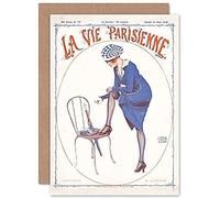 Artery8 La Vie Parisienne Woman In Blue Magazine Cover Sealed Greeting Card Plus Envelope Blank inside París Mujer Azul Portada de la revista Cubrir