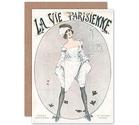 Artery8 La Vie Parisienne Woman Sparrow Birds Magazine Cover Sealed Greeting Card Plus Envelope Blank inside París Mujer Aves Portada de la revista Cubrir