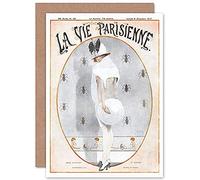 Artery8 La Vie Parisienne Woman White Charmer Magazine Cover Sealed Greeting Card Plus Envelope Blank inside París Mujer Portada de la revista Cubrir