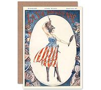 Artery8 La Vie Parisienne WW1 US Army American Magazine Cover Sealed Greeting Card Plus Envelope Blank inside París Ejército americano Portada de la revista Cubrir