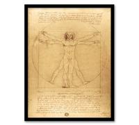Artery8 Leonardo da Vinci Vitruvian Man Drawing Framed Wall Art Print Home Décor A4