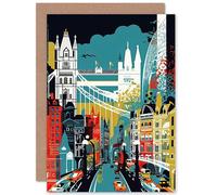 Artery8 London Iconic Landmarks Modern Abstract Cityscape Travel Birthday Sealed Greeting Card Plus Envelope Blank inside