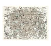 Artery8 Map Bacon 1883 London City England Plan Chart Unframed Wall Art Print Poster Home Decor Premium Mapa Londres Ciudad Inglaterra pared Póster Casa