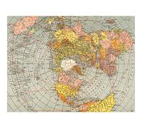 Artery8 Map Matthews-Northrup 1943 World Polar Azimuthal Projection Large XL Wall Art Canvas Print Mapa Mundo pared