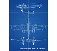 Artery8 Messerschmitt Bf 110 - Póster gigante (8 secciones)