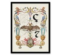 Artery8 Model Book of Calligraphy Pictoral Letter Guide with Bat Framed Wall Art Print Home Décor A3