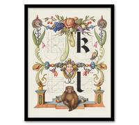 Artery8 Model Book of Calligraphy Pictorial Letter Guide K and l Framed Wall Art Print Home Décor A4