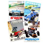 Artery8 Monaco Grand Prix Classic Racing Motor Sport Advert MIxed Home Decor Premium Wall Art Poster Pack of 4 Mnaco grandioso Clsico Carreras Deporte Publicidad Casa pared Pster