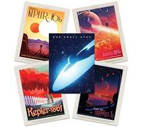 Artery8 NASA Space Grand Tour Travel Exploration Exoplanet Art Print Poster Home Decor Premium Pack of 5 - includes Custom 50th Anniversary Apollo 11 Moon Landing Print
