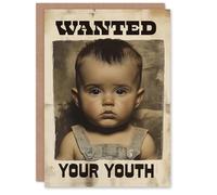 Artery8 Old Western Wanted Poster Your Youth Boy Photo Birthday Card