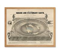 Artery8 Orlando Ferguson Vintage Map of the Square and Stationary Earth Flat Earth Art Print Framed Poster Wall Decor 12x16 inch