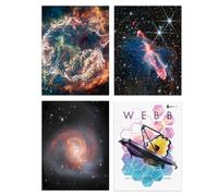 Artery8 Pack of 4 NASA James Webb Space Telescope Images Clash of the Titans NGC 3256 Cassiopeia A Forming Stars Unframed 12X16 Inch Wall Art Living Room Prints Set