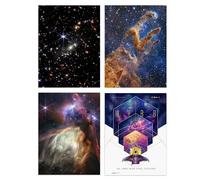 Artery8 Pack of 4 NASA James Webb Space Telescope Images Deep Field Stars Rho Ophiuchi Clouds Pillars of Creation Unframed 12X16 Inch Wall Art Living Room Prints Set