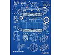Artery8 Panzer III 3 German Medium Tank Blueprint Plan Unframed Wall Art Print Poster Home Decor Premium alemán Tanque Azul pared Póster Casa