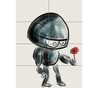 Artery8 Póster gigante de robot con ilustración de flor (8 secciones)