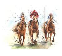 Artery8 Racing Horses Watercolour XL Giant Panel Poster (8 Sections) Carreras Caballo Acuarela Póster