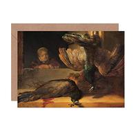 Artery8 Rembrandt Still Life With Peacocks Painting Fine Art Greeting Card Plus Envelope Blank Inside Todava Vida Pintura