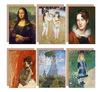 Artery8 Renoir Monet Degas Peale Da Vinci Mona Lisa Portrait Mixed Fine Art Greeting Card Pack of 6 Retrato